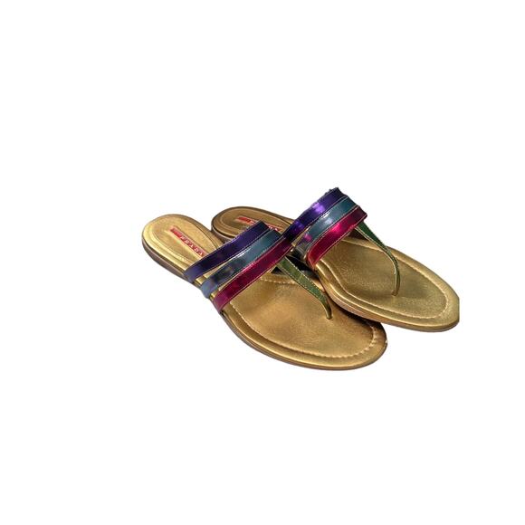 PRADA Multicolor Thong Sandal 8 - Picture 1 of 7